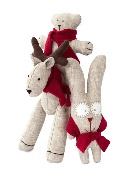 Christmas toy - deer, rabbit, bear — Stock Photo, Image