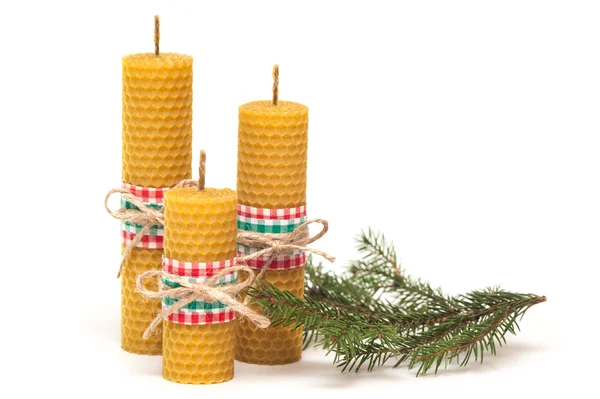 Christmas candles on a white background. — Stock Photo, Image