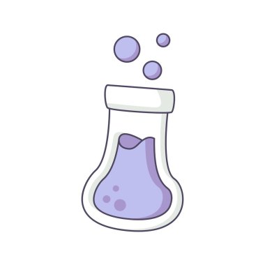 Erlenmeyer karikatür el çizimi konsept vektör kawaii illüstrasyonu.
