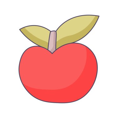 Elma karikatürü el çizimi konsept vektör kawaii illüstrasyonu.