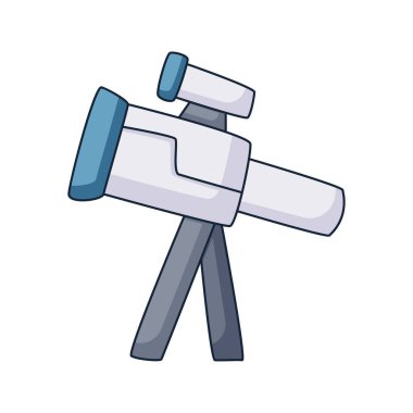 teleskop uzay karalama el çizimi konsept tasarım vektörü sanat kawaii illüstrasyonu