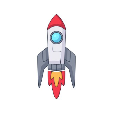 roket karikatür uzay karalama el çizimi konsept tasarım vektörü sanat kawaii illüstrasyonu