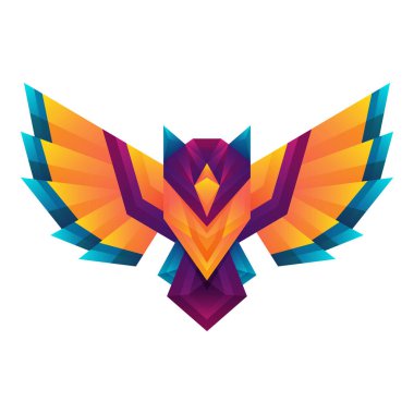 Yaratıcı renkli eğimli baykuş vektör sanat logosu konsept tasarım şablonu