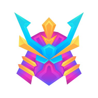 Yaratıcı renkli samuray vektör logosu konsept tasarım şablonu