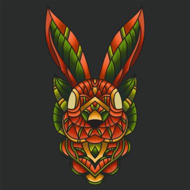 Soyut Renkli Süslü Karalama Sanat Tavşanı Çizgi Film Çizim Vektörü. Logo, Duvar Kağıdı, Banner, Arkaplan, Kart, Kitap İllüstrasyonu, Tişört Tasarımı, Etiket, Kapak, vb.