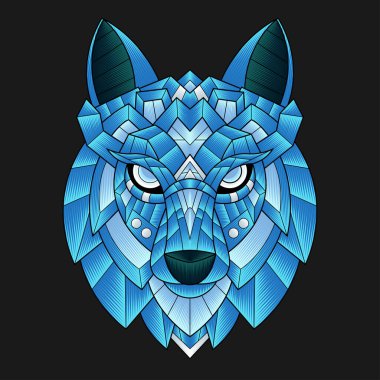 Soyut Renkli Süslü Doodle Zentangle Sanat Sanatı Kurt Çizim Çizim Vektörü. Logo, Duvar Kağıdı, Banner, Arkaplan, Kart, Kitap İllüstrasyonu, Tişört Tasarımı, Etiket, Kapak, vb.