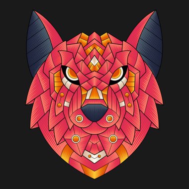 Soyut Renkli Süslü Doodle Zentangle Sanat Sanatı Kurt Çizim Çizim Vektörü. Logo, Duvar Kağıdı, Banner, Arkaplan, Kart, Kitap İllüstrasyonu, Tişört Tasarımı, Etiket, Kapak, vb.