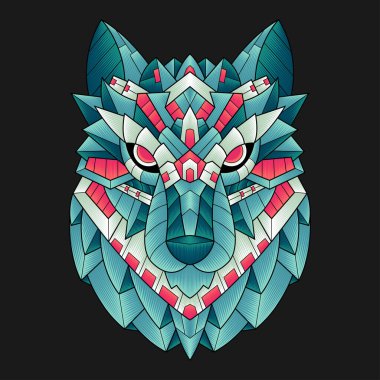 Soyut Renkli Süslü Doodle Zentangle Sanat Sanatı Kurt Çizim Çizim Vektörü. Logo, Duvar Kağıdı, Banner, Arkaplan, Kart, Kitap İllüstrasyonu, Tişört Tasarımı, Etiket, Kapak, vb.