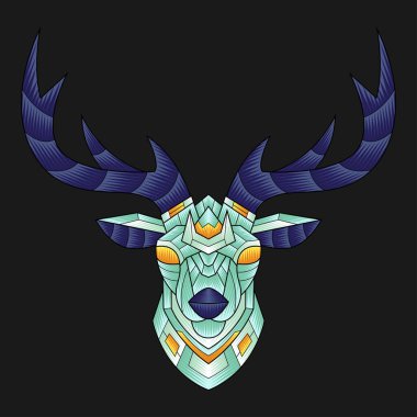 Soyut Renkli Süslü Karalama Sanat Geyiği Çizgi Film Çizim Vektörü. Logo, Duvar Kağıdı, Tatto, Arkaplan, Kart, Kitap İllüstrasyonu, Tişört Tasarımı, Etiket, Kapak, vb.