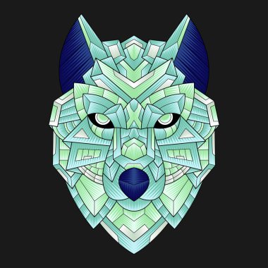 Soyut Renkli Süslü Doodle Zentangle Sanat Sanatı Kurt Çizim Çizim Vektörü. Logo, Duvar Kağıdı, Banner, Arkaplan, Kart, Kitap İllüstrasyonu, Tişört Tasarımı, Etiket, Kapak, vb.