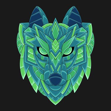 Soyut Renkli Süslü Doodle Zentangle Sanat Sanatı Kurt Çizim Çizim Vektörü. Logo, Duvar Kağıdı, Banner, Arkaplan, Kart, Kitap İllüstrasyonu, Tişört Tasarımı, Etiket, Kapak, vb.