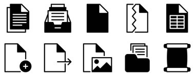 Belge ve kağıt simgesi dosya arşiv evraklarını ve iş yönetimi ve dijital arayüz tasarımı için ofis belgelerini gösteren sağlam bir karışım biçimi.