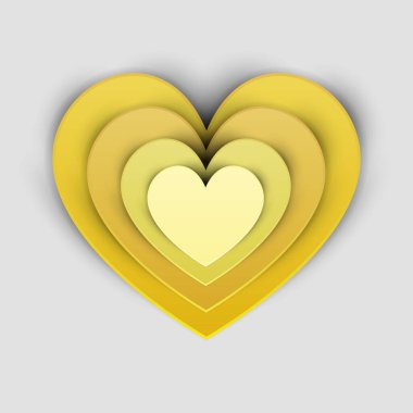 Kağıt sanatı karikatür kalp şekli gerçekçi moda zanaat tarzında. Modern origami tasarım şablonu. Projeleriniz için ilham ya da fikir edinin. Vektör illüstrasyonu.