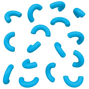 Soyut basit geometrik şekiller beyaz arkaplanda izole edilmiş. Çizgi film sevimli çocuk formları. Renkli, komik, gerçekçi bir tarz. Plastik yansıtıcı madde. 3 Boyutlu Hazırlama.