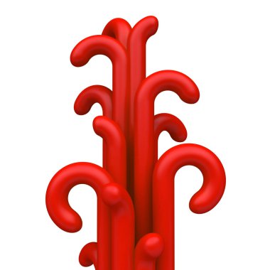 Soyut dikey eğri çizgiler, beyaz arkaplanda izole edilmiş basit geometrik şekiller. Çizgi film sevimli çocuk formları. Renkli, komik, gerçekçi bir tarz. Plastik yansıtıcı madde. 3 Boyutlu Hazırlama.