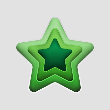 Gerçekçi moda zanaat tarzında kağıt sanatı çizgi film yıldızı. Modern origami tasarım şablonu. Projeleriniz için ilham ya da fikir edinin. Vektör illüstrasyonu.