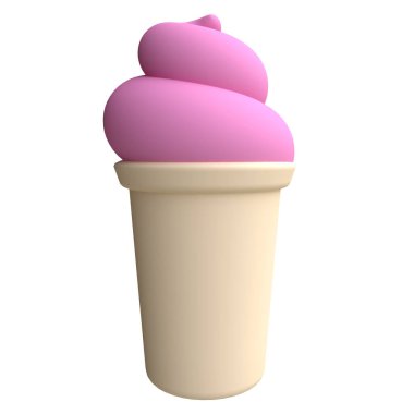 Komik karikatürlü dondurma. Çocuklar kil, plastik ya da yumuşak oyuncak. 3d illüstrasyon.