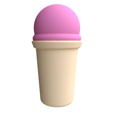 Komik karikatürlü dondurma. Çocuklar kil, plastik ya da yumuşak oyuncak. 3d illüstrasyon.