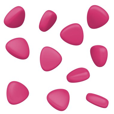 Soyut basit geometrik şekiller beyaz arkaplanda izole edilmiş. Çizgi film sevimli çocuk formları. Renkli, komik, gerçekçi bir tarz. Plastik yansıtıcı madde. 3 Boyutlu Hazırlama.