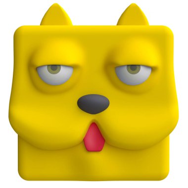 Komik çizgi film ikonu kedi kafası. Çocuklar kil, plastik ya da yumuşak oyuncak. 3d illüstrasyon.