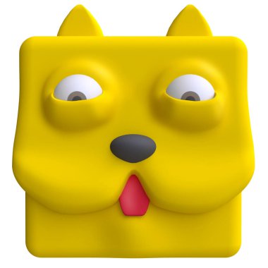 Komik çizgi film ikonu kedi kafası. Çocuklar kil, plastik ya da yumuşak oyuncak. 3d illüstrasyon.