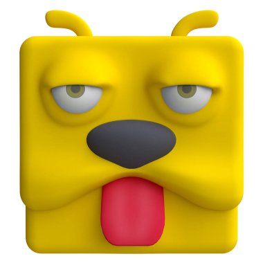 Çizgi filmlerdeki gibi komik bir köpek kafası. Çocuklar kil, plastik ya da yumuşak oyuncak. 3d illüstrasyon.