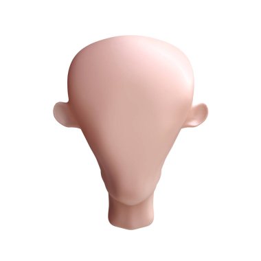 Beyaz arka planda izole edilmiş gerçekçi karikatür insan kafası. Karakter elementleri. Beyaz ten. 3d illüstrasyon.