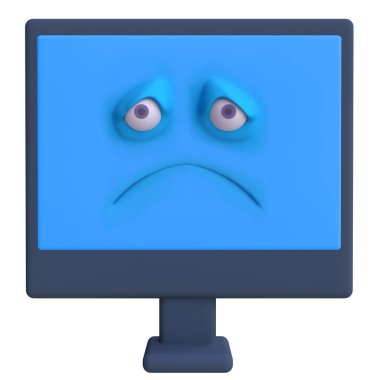 Yüzü olan komik karikatür ekranı. Çocuklar kil, plastik ya da yumuşak oyuncak. 3d illüstrasyon.