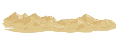 El çizimi renkli karikatür sarı çöl dağları kabartma tarzıyla çizilmiş. Vektör illüstrasyonu.
