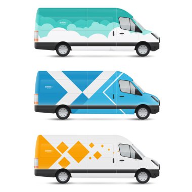 Mokup beyaz otobüs. Taşıma için dizayn şablonları. Reklam, iş ve şirket kimliği için damgalama.