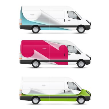 Mokup beyaz otobüs. Taşıma için dizayn şablonları. Reklam, iş ve şirket kimliği için damgalama.