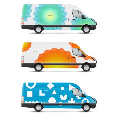 Mokup beyaz otobüs. Taşıma için dizayn şablonları. Reklam, iş ve şirket kimliği için damgalama.