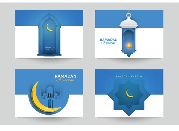 Ramadan Kareem Islamitisch Mooi Ontwerp Template Minimale Samenstelling Papier Gesneden — Stockvector