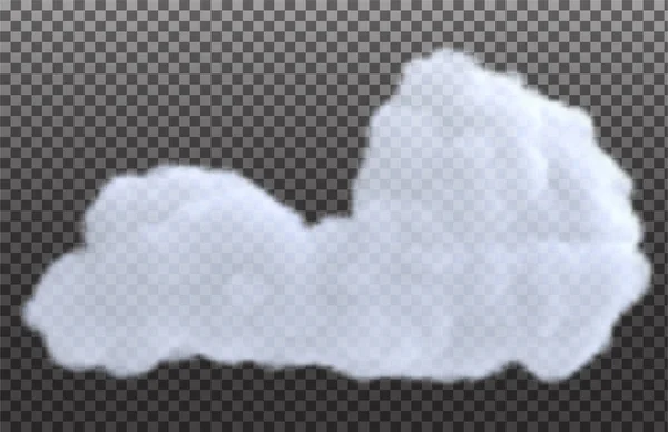 Nuvola Bianca Realistica Isolata Sfondo Trasparente Elemento Design Luminoso Illustrazione — Vettoriale Stock