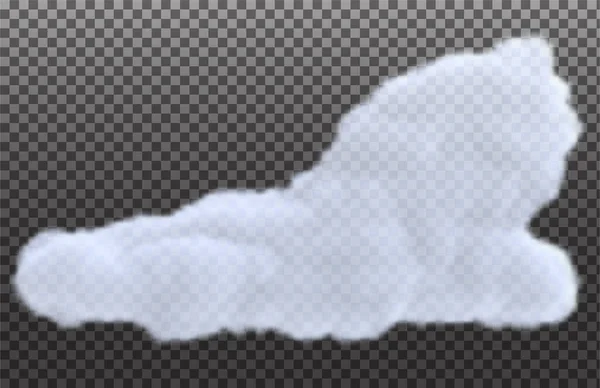 Nube Blanca Realista Aislada Sobre Fondo Transparente Elemento Diseño Brillante — Vector de stock