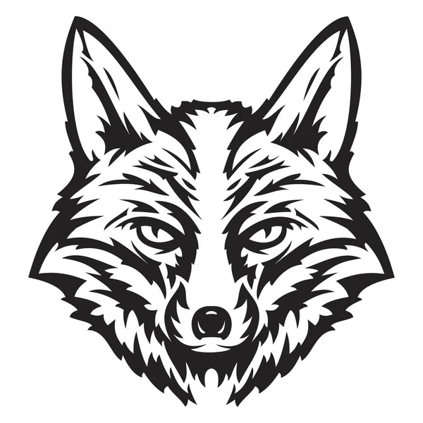 Fox Head Hand Drawn Sketch Monochrome Style Isolated White Background — Stock Vector