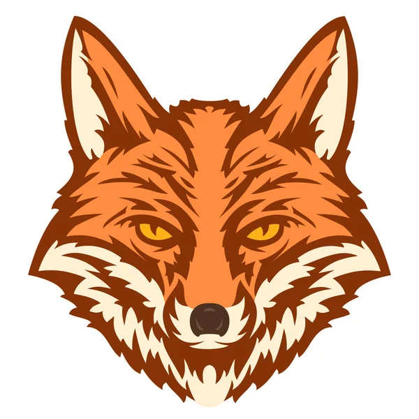 Elle çizilmiş tilki kafası beyaz arka planda izole edilmiş çizim rengi tarzı. Etiket veya poster için modern grafik tasarım ögesi. Vektör sanatı illüstrasyonu.
