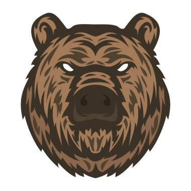 Bear head in hand drawn sketch color style isolated on white background. Modern graphic design element for label or poster. Vector art illustration.