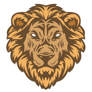 Lion head in hand drawn sketch color style isolated on white background. Modern graphic design element for label or poster. Vector art illustration.