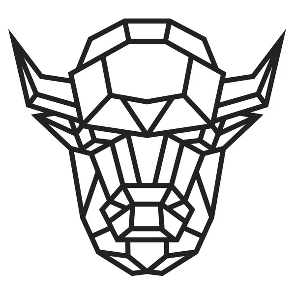 Silhuett Buffel Huvud Från Linjer Monokrom Geometrisk Polygonal Stil Isolerad — Stock vektor