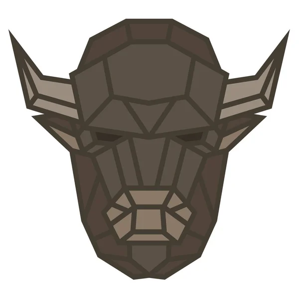 Silhouette Buffalo Head Lines Color Geometric Polygonal Style Isolated White — Image vectorielle