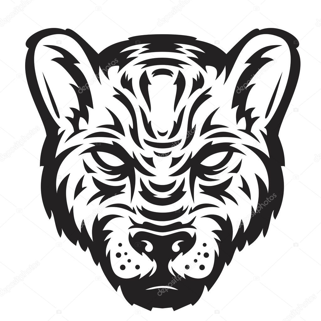 Panther head in hand drawn sketch monochrome style isolated on white background. Modern graphic design element for label or print. Vector art illustration.