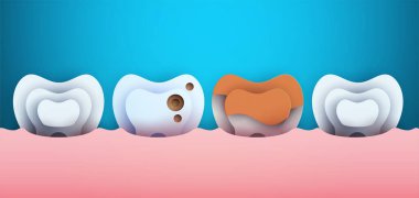 Modern yaratıcı tarzda çürük dişler ve silüet. Minimalist tasarım konsepti. Sağlık hizmeti tıbbi kompozisyon sanat unsuru. Kağıt kesiği vektör illüstrasyonu.