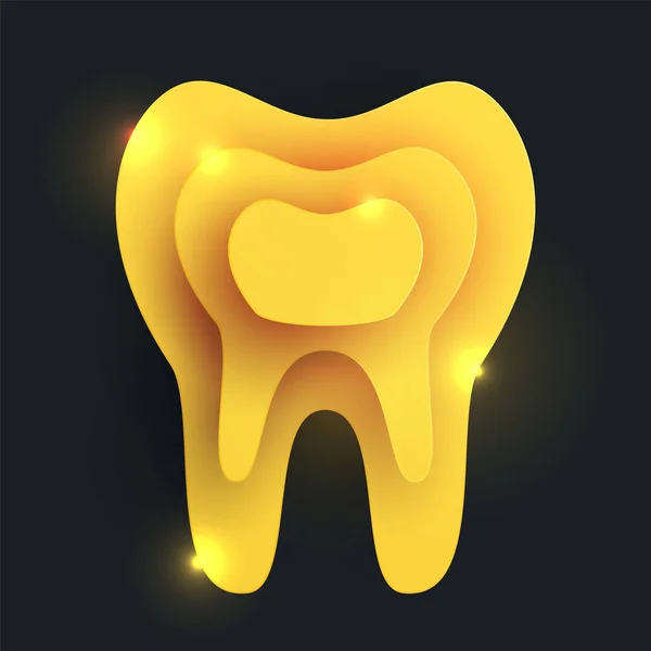 Złota Sylwetka Zęba Nowoczesnym Kreatywnym Stylu Minimalistyczne Pojęcie Luksusowego Designu — Wektor stockowy