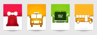 Modern minimalist tarzda okul sanat kompozisyonu. Koleksiyon çizgi film tasarım kavramları. Kapak, afiş ve el ilanları için renkli şablon seti. Yaratıcı vektör illüstrasyonu.