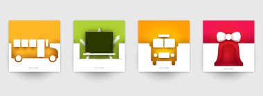 Modern minimalist tarzda okul sanat kompozisyonu. Koleksiyon çizgi film tasarım kavramları. Kapak, afiş ve el ilanları için renkli şablon seti. Yaratıcı vektör illüstrasyonu.