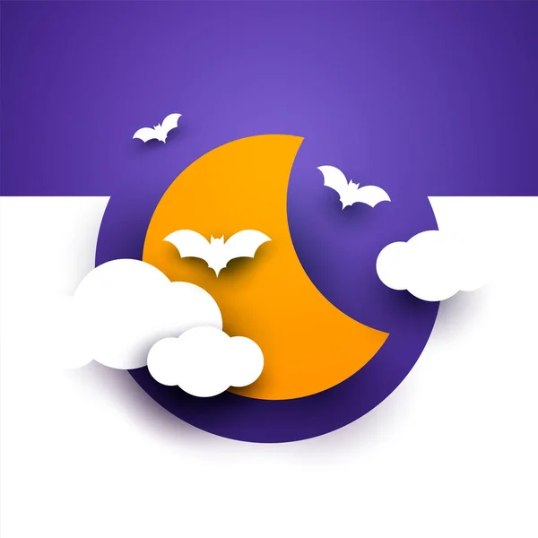 Silhouette Φεγγάρι Κινουμένων Σχεδίων Σύννεφα Και Νυχτερίδες Μοντέρνο Αφηρημένο Μινιμαλιστικό — Διανυσματικό Αρχείο