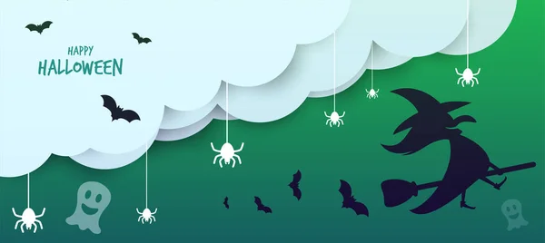 Feliz Composición Diseño Halloween Fondo Dibujos Animados Para Pancarta Tarjeta — Vector de stock