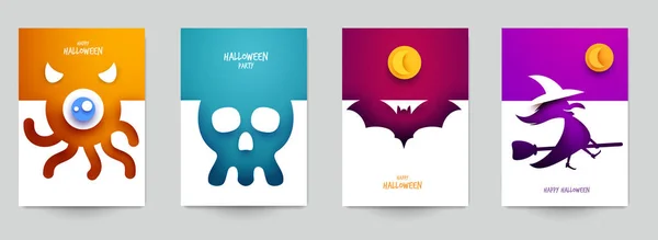 Šťastný Halloween Design Pozadí Rekreační Kolekce Kompozice Karikatury Minimalistickém Moderním — Stockový vektor