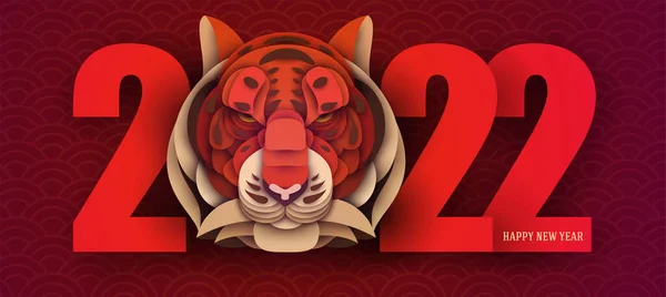 Abstraktní Design Pro Čínský Nový Rok2022 Koncept Pozadí Tygří Hlavou — Stockový vektor